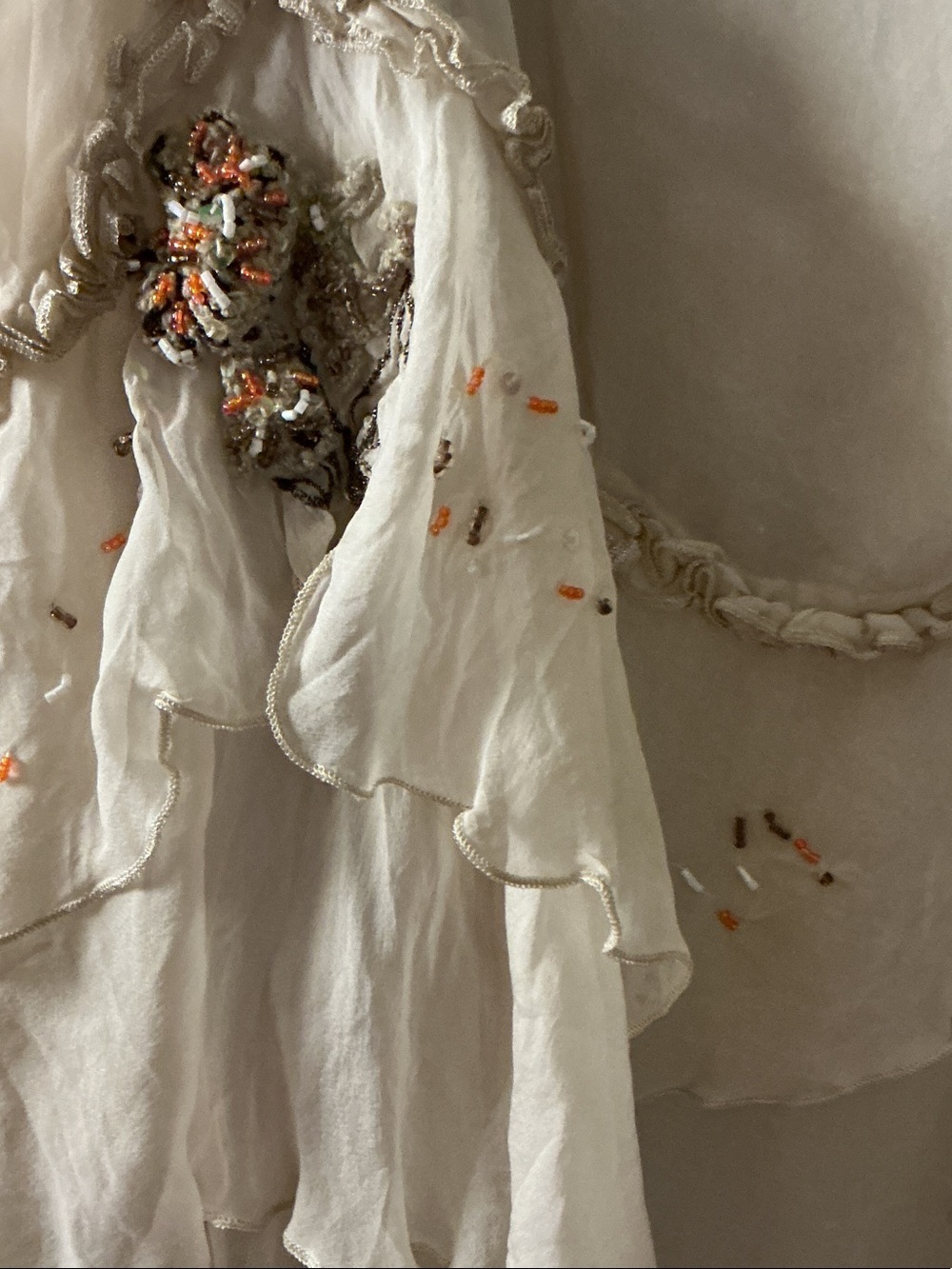 Tiered Ruffle Camisole with Subtle Embroidery - Cream - Picture 2 of 7